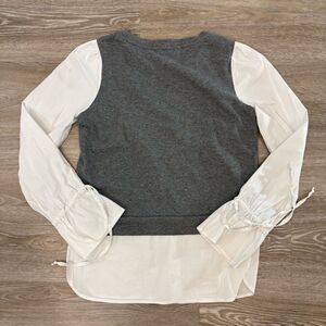 Dalia Womens Long Sleeve Blouse Layered Look Size Large  Grey White sz S